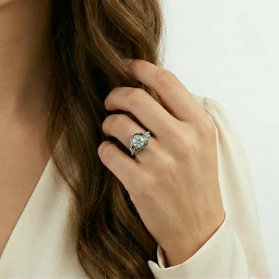 Camelia Floral Diamond Engagement Ring