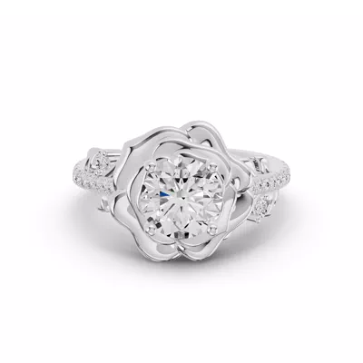Camelia Floral Diamond Engagement Ring