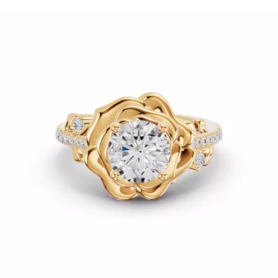 Camelia Floral Diamond Engagement Ring