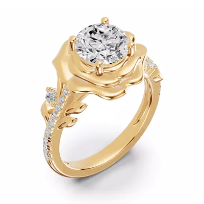Camelia Floral Diamond Engagement Ring