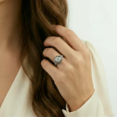 Camelia Floral Lab Diamond Engagement Ring