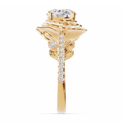 Camelia Floral Lab Diamond Engagement Ring