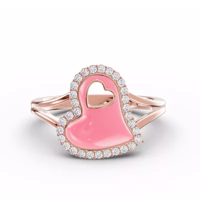Cherish Pink Lab Pavé Heart Ring