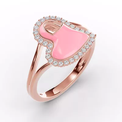 Cherish Pink Lab Pavé Heart Ring