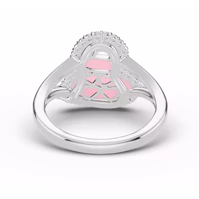 Cherish Pink Lab Pavé Heart Ring