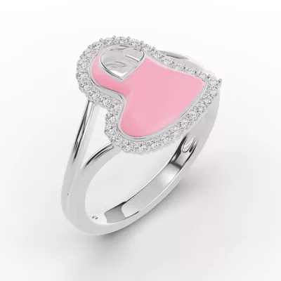 Cherish Pink Lab Pavé Heart Ring
