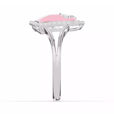 Cherish Pink Lab Pavé Heart Ring