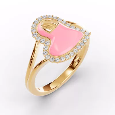 Cherish Pink Lab Pavé Heart Ring