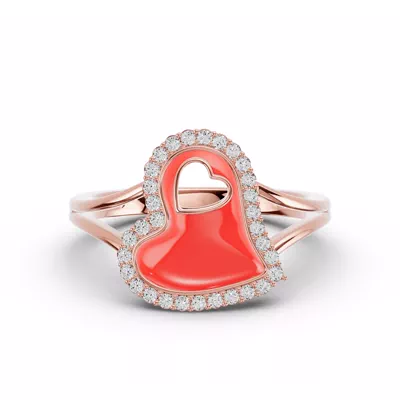 Cherish Red Lab Pavé Heart Ring