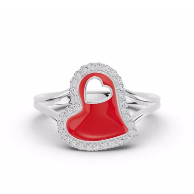 Cherish Red Pavé Heart Ring