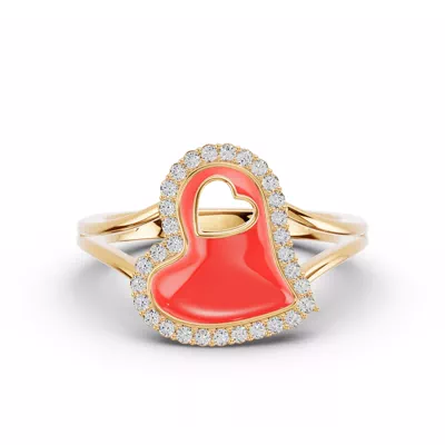 Cherish Red Lab Pavé Heart Ring