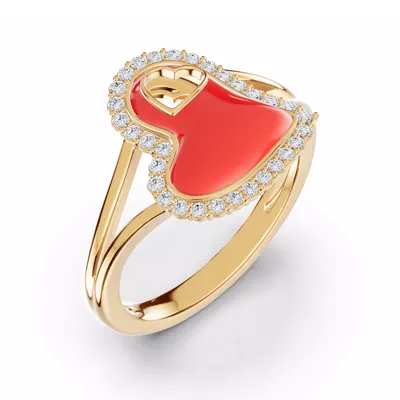 Cherish Red Lab Pavé Heart Ring
