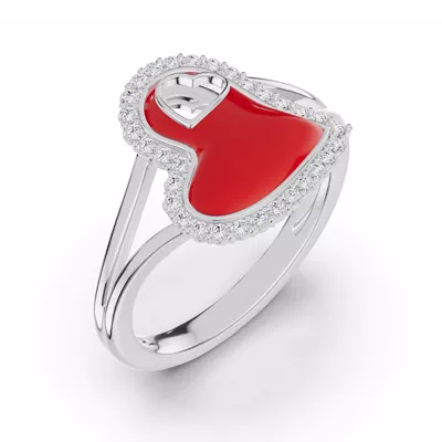 Cherish Red Pavé Heart Ring
