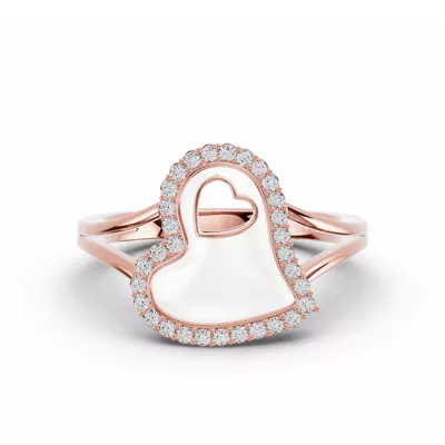 Cherish White Lab Pavé Heart Ring