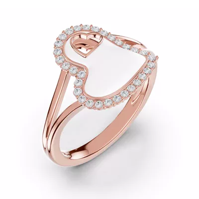 Cherish White Pavé Heart Ring