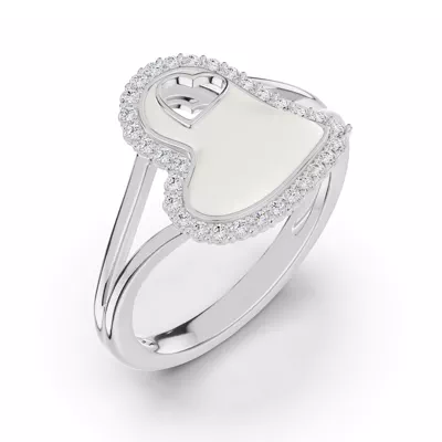 Cherish White Lab Pavé Heart Ring