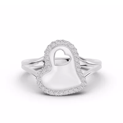 Cherish White Pavé Heart Ring