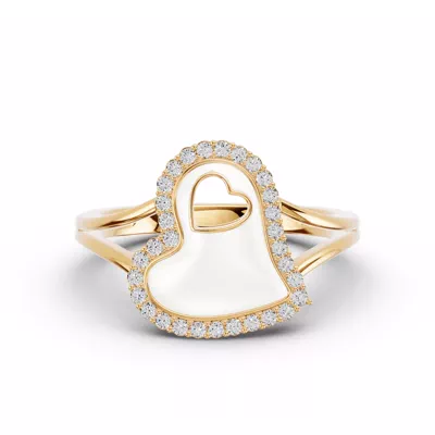 Cherish White Lab Pavé Heart Ring