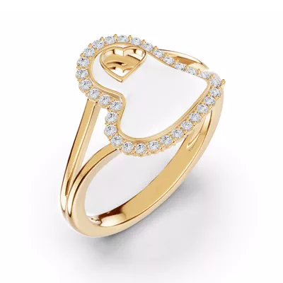 Cherish White Lab Pavé Heart Ring