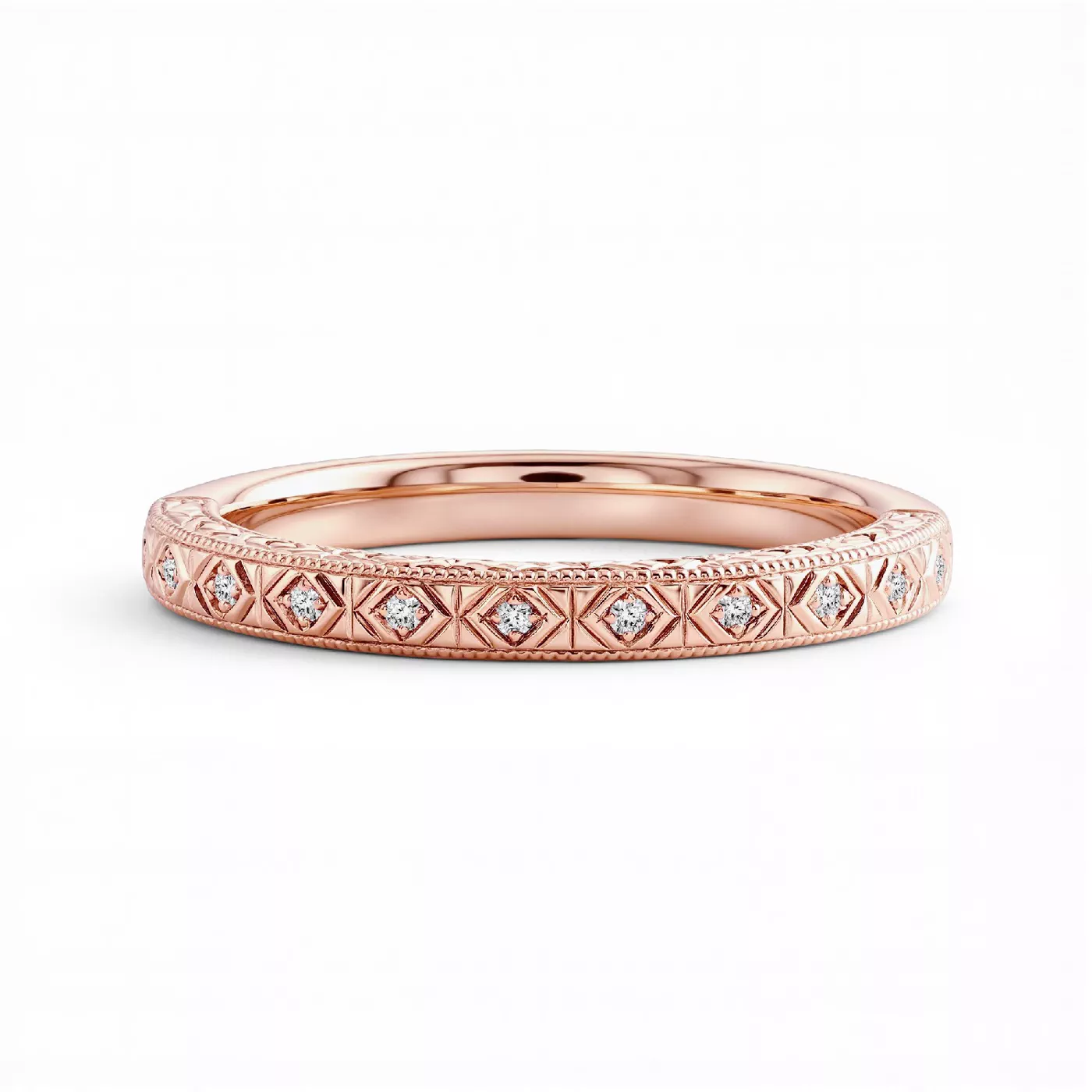 Valen Engraved Milgrain Diamond Band