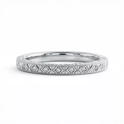 Valen Engraved Milgrain Lab Diamond Band