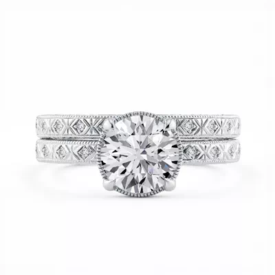 Valen Engraved Milgrain Lab Diamond Band
