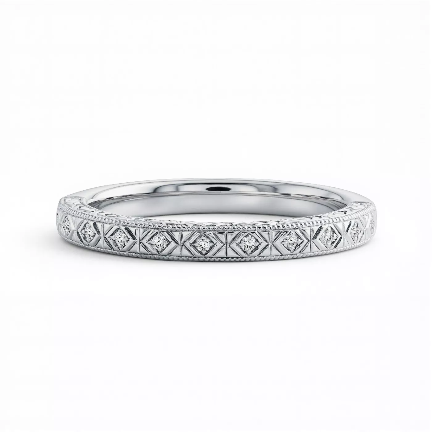 Valen Engraved Milgrain Diamond Band