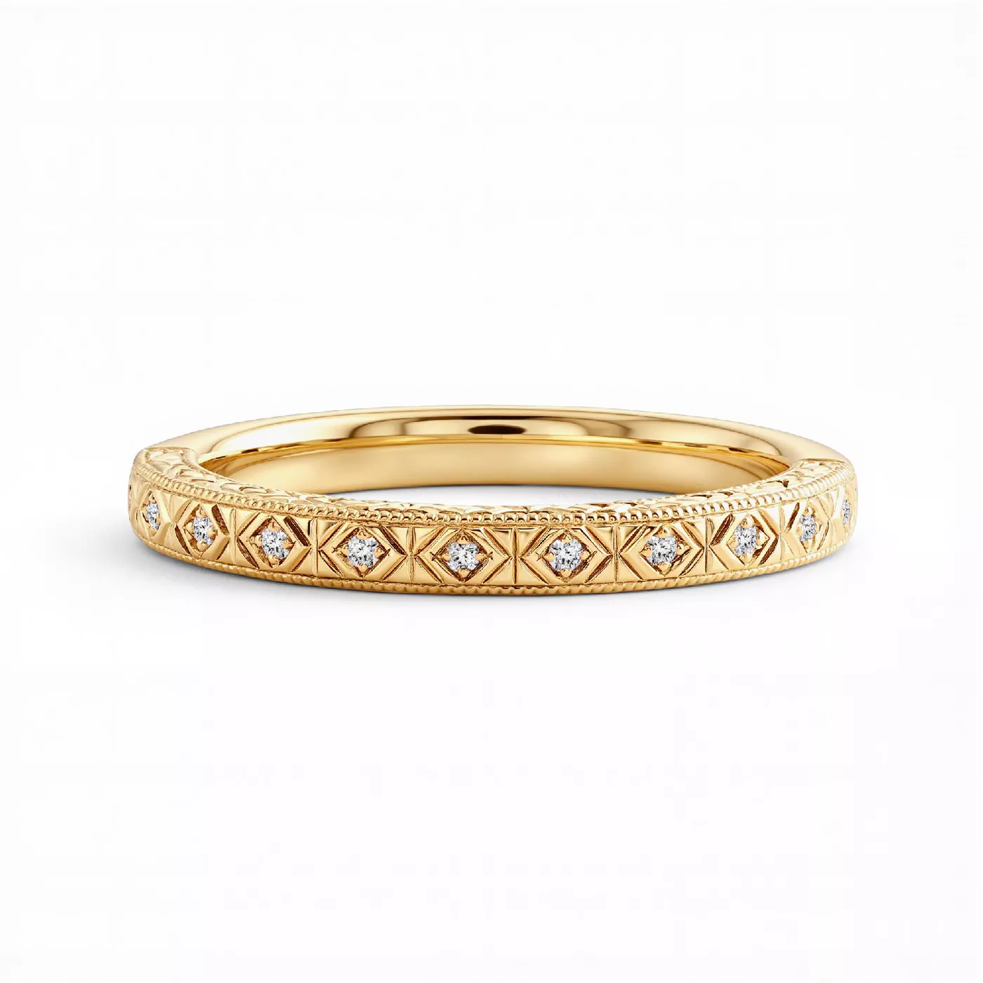 Valen Engraved Milgrain Diamond Band
