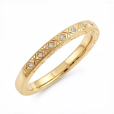 Valen Engraved Milgrain Diamond Band