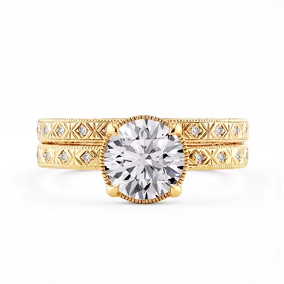 Valen Engraved Milgrain Diamond Band