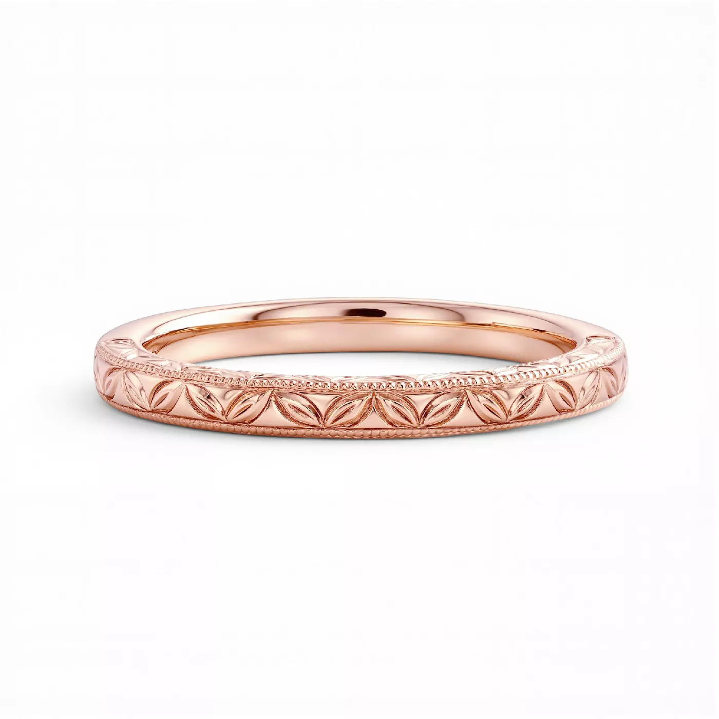Petal Engraved Milgrain Band