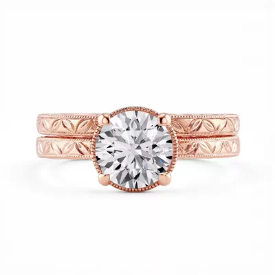 Petal Engraved Milgrain Band