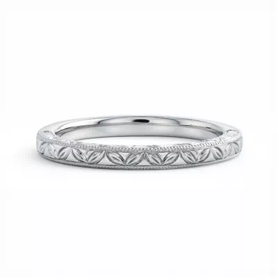 Petal Engraved Milgrain Band