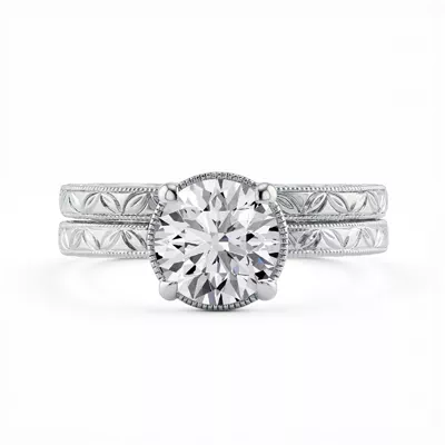 Petal Engraved Milgrain Band