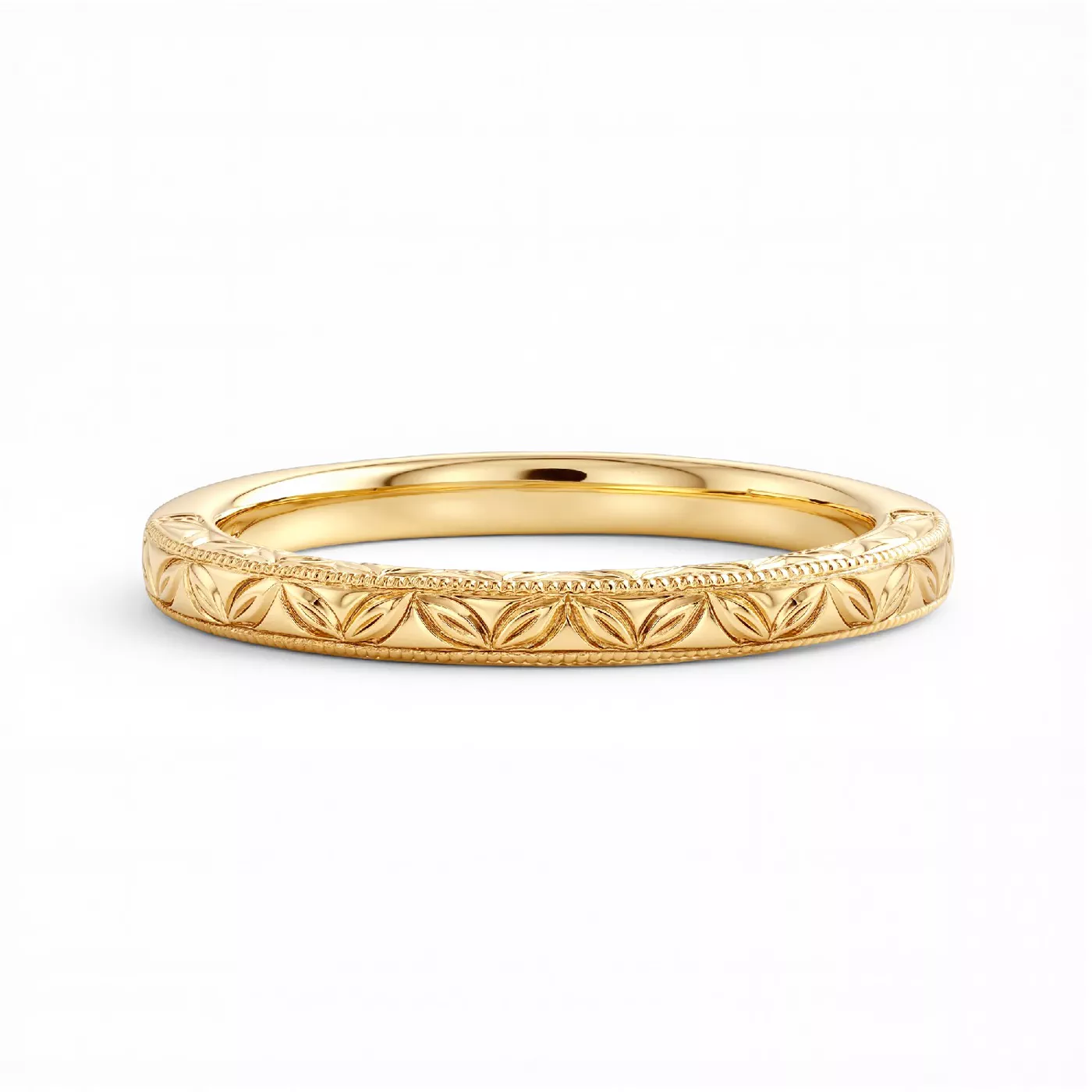 Petal Engraved Milgrain Band
