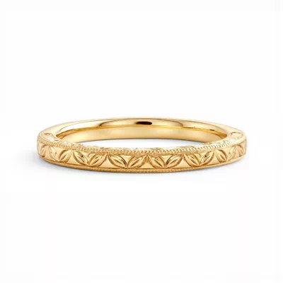 Petal Engraved Milgrain Band