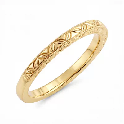 Petal Engraved Milgrain Band