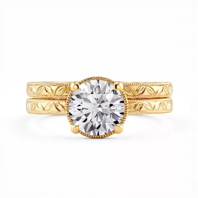 Petal Engraved Milgrain Band
