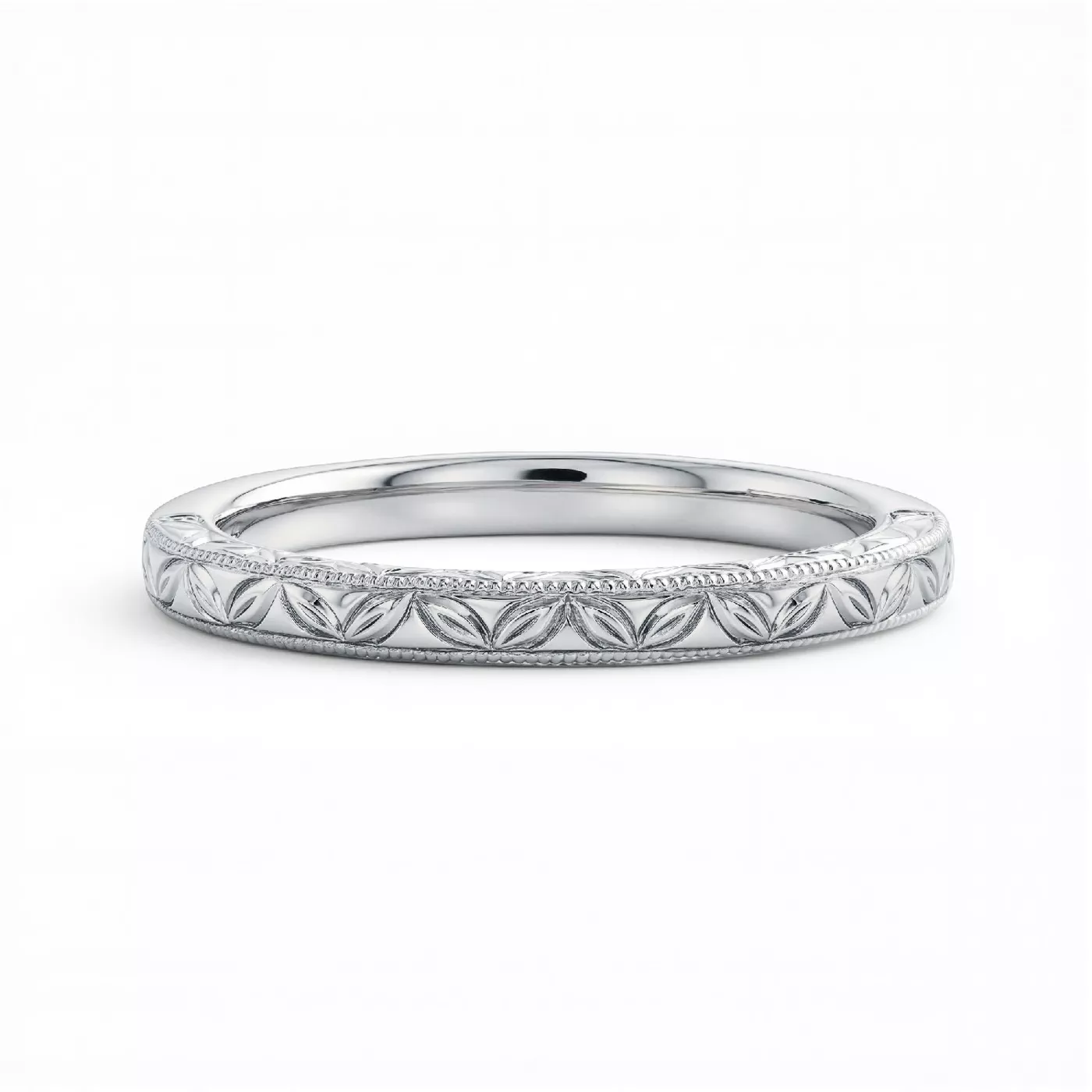 Petal Engraved Milgrain Band