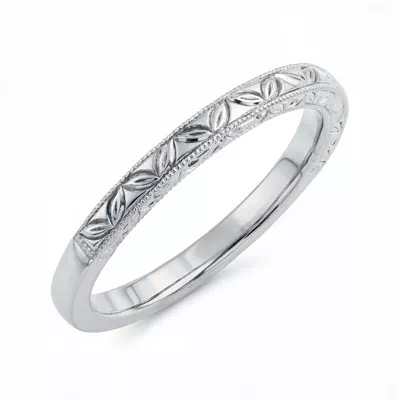 Petal Engraved Milgrain Band