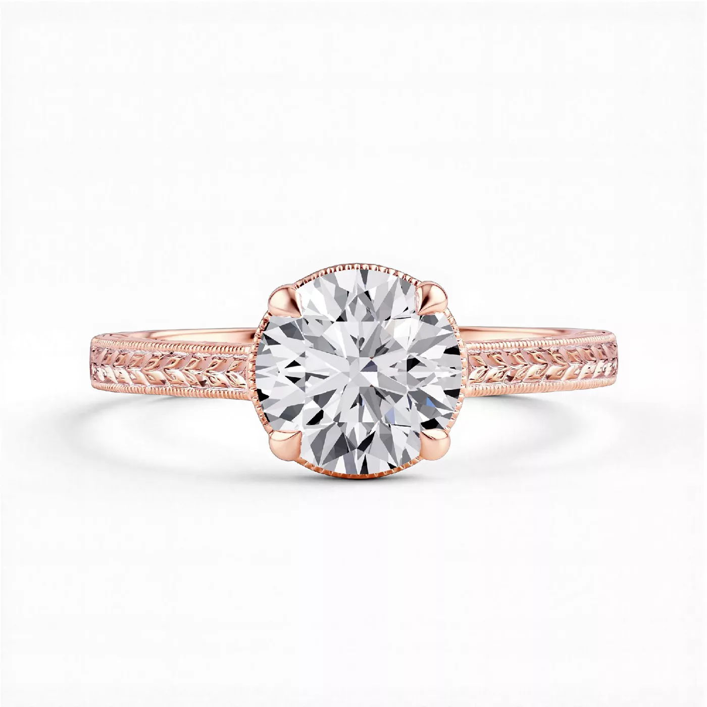Corinne Vintage Engraved Solitaire Engagement Ring