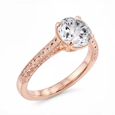 Corinne Vintage Engraved Solitaire Engagement Ring