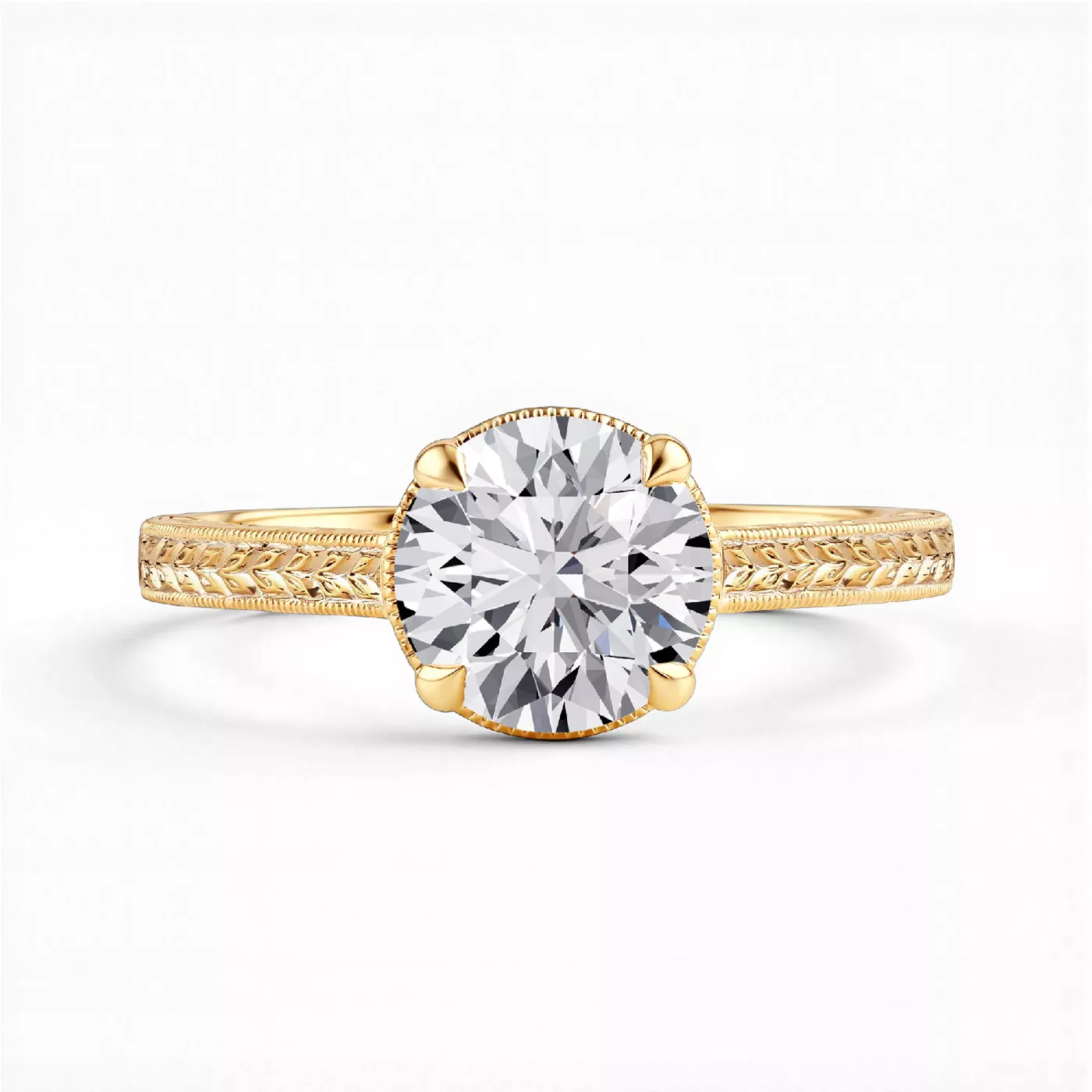 Corinne Vintage Engraved Solitaire Engagement Ring