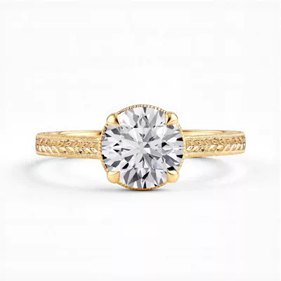 Corinne Vintage Engraved Solitaire Engagement Ring