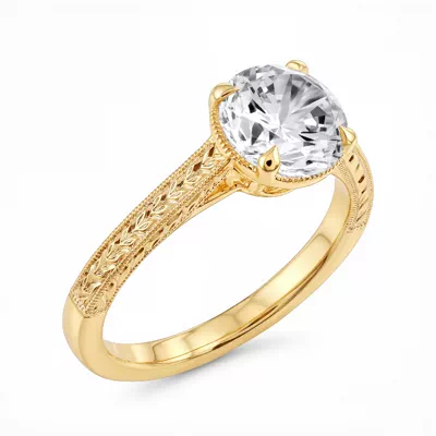 Corinne Vintage Engraved Solitaire Engagement Ring