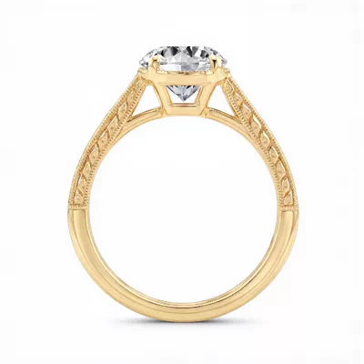 Corinne Vintage Engraved Solitaire Engagement Ring