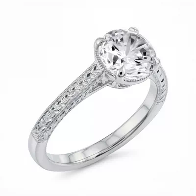 Corinne Vintage Engraved Solitaire Engagement Ring