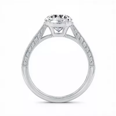 Corinne Vintage Engraved Solitaire Engagement Ring