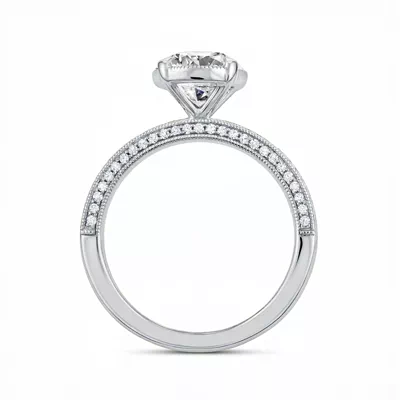 Torino Engraved Milgrain Halo Pavé Lab Engagement Ring