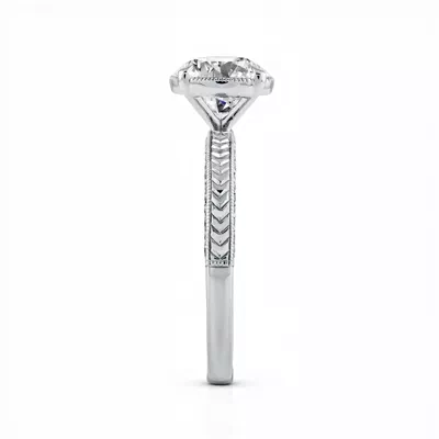 Torino Engraved Milgrain Halo Pavé Lab Engagement Ring